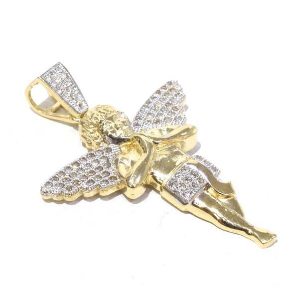 10k Solid Gold Guardian Angel High Polish Pendant